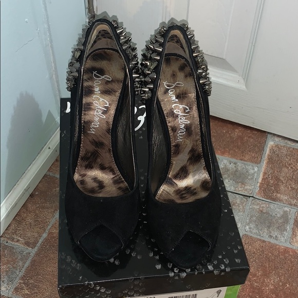 Sam Wdelman S-Lorissa Black Suede Heels - Picture 6 of 8